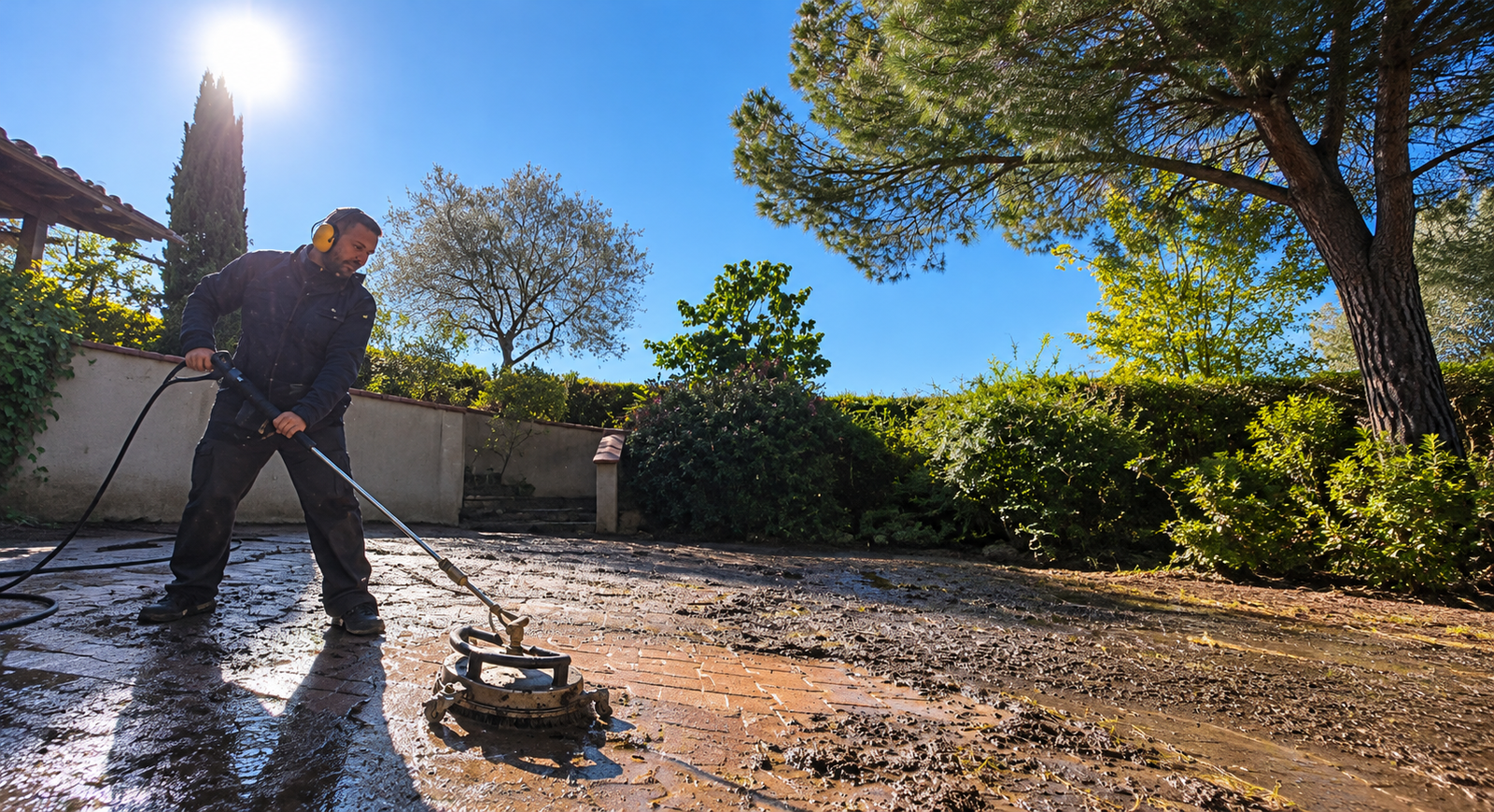 Nettoyage d’un sol extérieur par RAFFCLEAN